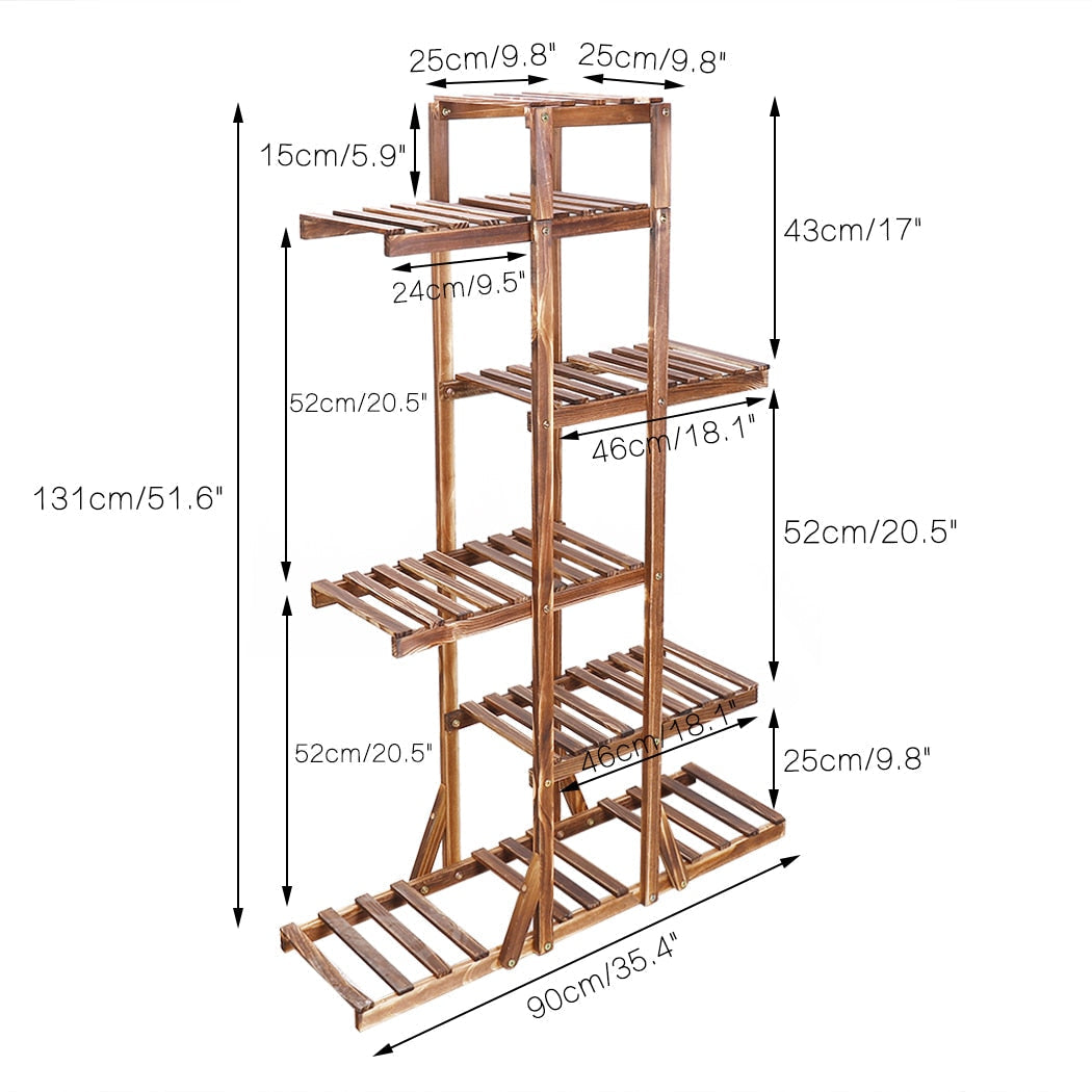 Indoor 6 Tier Wooden Plant Home Decor Stand